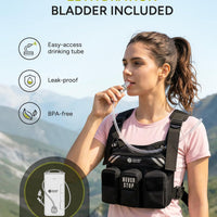 Running Vest with 2L Water Bladder, Hydration Vest | for Women and Men, Breathable Durable Chest Pack with Waterproof Pockets for Jogging, Trail Running, Hiking
