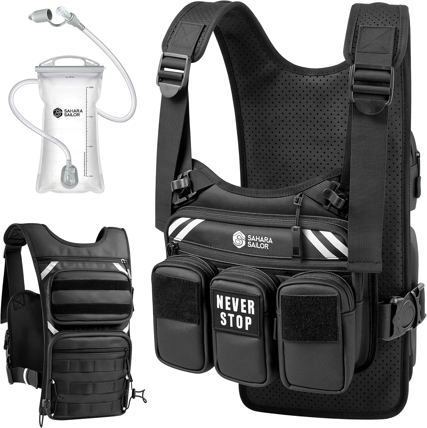Running Vest with 2L Water Bladder, Hydration Vest | for Women and Men, Breathable Durable Chest Pack with Waterproof Pockets for Jogging, Trail Running, Hiking
