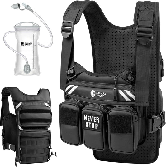 Running Vest with 2L Water Bladder, Hydration Vest | for Women and Men, Breathable Durable Chest Pack with Waterproof Pockets for Jogging, Trail Running, Hiking