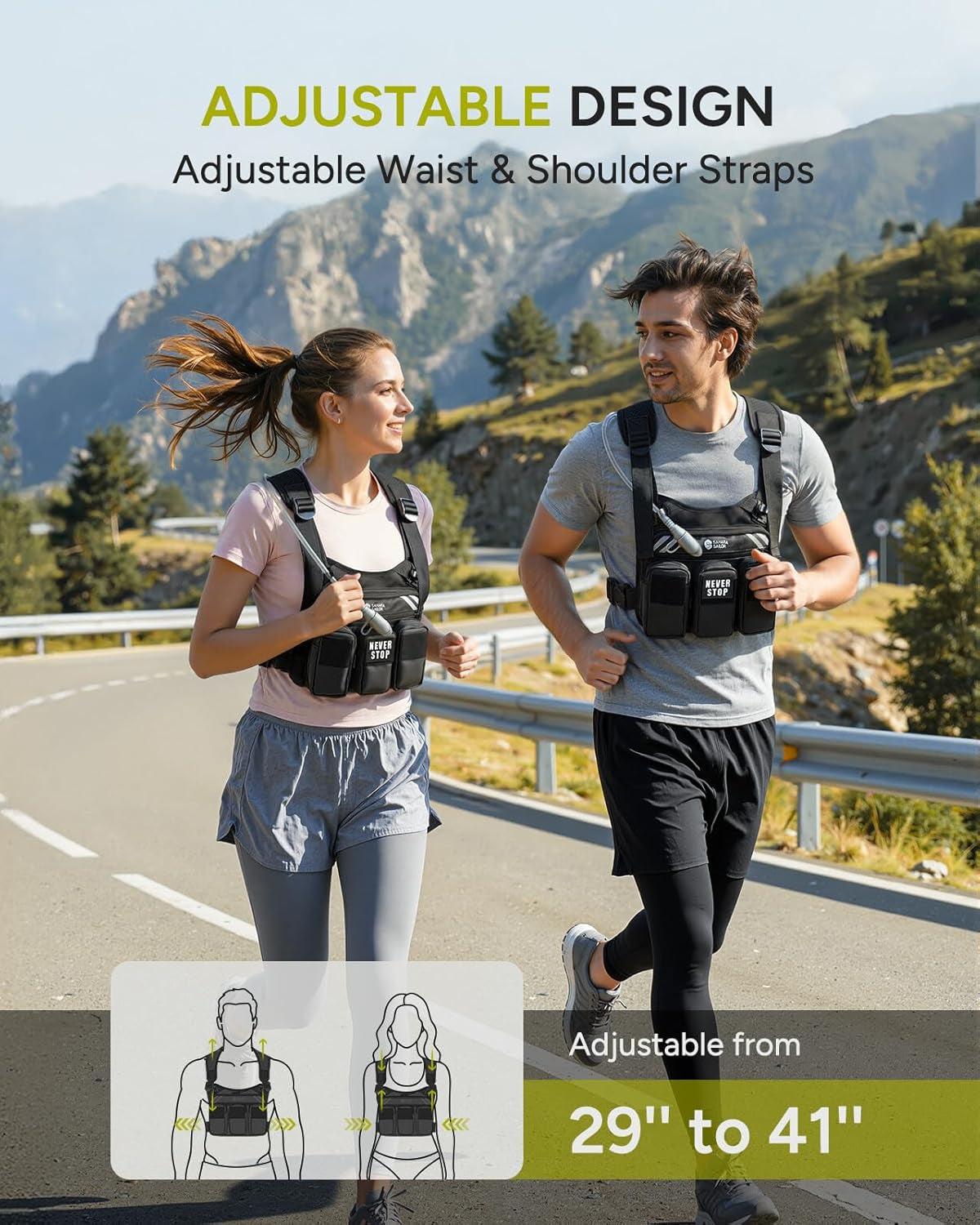 Running Vest with 2L Water Bladder, Hydration Vest | for Women and Men, Breathable Durable Chest Pack with Waterproof Pockets for Jogging, Trail Running, Hiking