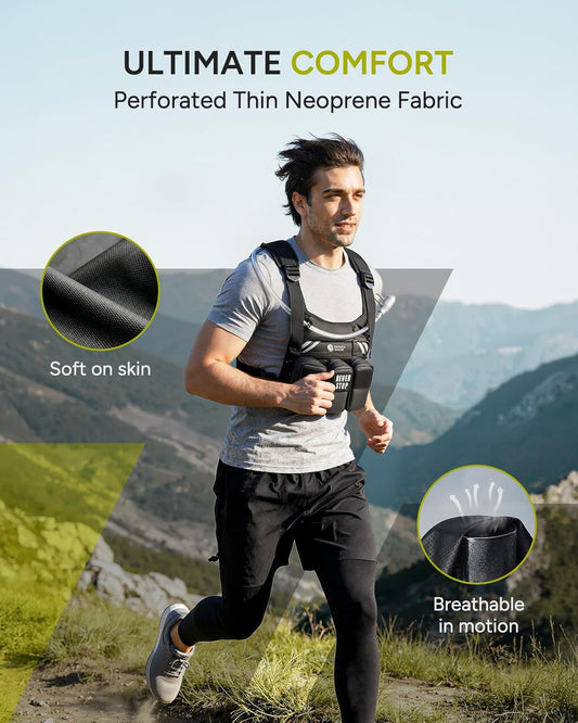 Running Vest with 2L Water Bladder, Hydration Vest | for Women and Men, Breathable Durable Chest Pack with Waterproof Pockets for Jogging, Trail Running, Hiking