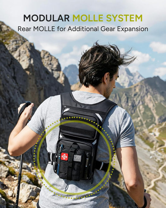 Running Vest with 2L Water Bladder, Hydration Vest | for Women and Men, Breathable Durable Chest Pack with Waterproof Pockets for Jogging, Trail Running, Hiking