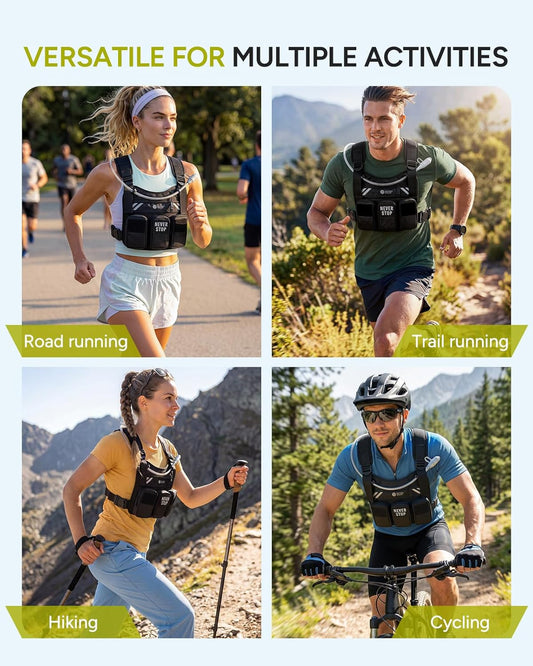 Running Vest with 2L Water Bladder, Hydration Vest | for Women and Men, Breathable Durable Chest Pack with Waterproof Pockets for Jogging, Trail Running, Hiking